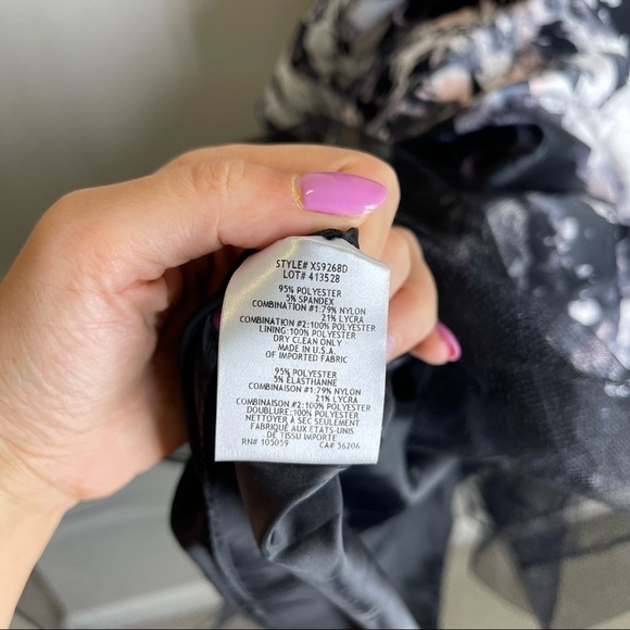 XSCAPE Maxi Sleeveless Dress Floral Mesh Inserts Lined Size 2 Women’s Pockets - Picture 11 of 12